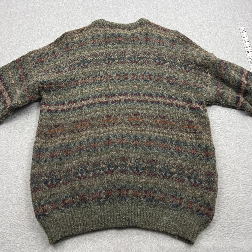 Nor' Easterly Sweater Mens XL Gray Fair Isle Wool Crewneck Made in Scotland